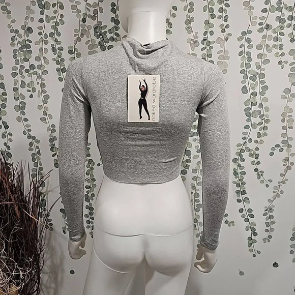 Naked Wardrobe THE NW CROP TOP IN HEATHER GREY Sz M - Picture 6 of 9